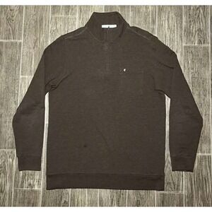 Criquet Quarter Zip Pullover Mens Medium Brown Heathered Pocket Fleece